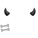 ♡ cute demon horn black white bones