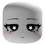 Cute Face w/ Black Eyes And Glowing Stars - White