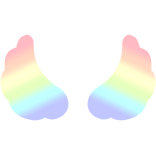 ♡ Cute Flared Glowing Angel Wings in Light Rainbow