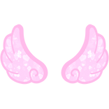 ♡ Cute Flared Glowing Angel Wings in Pink Hearts