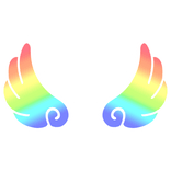 ♡ Cute Flared Sticker Angel Wings in Rainbow
