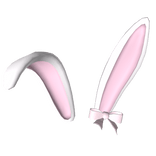 Cute Floppy White Bunny Ears w/ Pink Bow