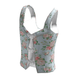 Cute floral bow blue corset