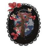 Cute Floral Pink Sakura Black Gothic Lace Backdrop