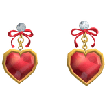 Cute Golden Ruby Heart W Ribbon Earrings ♥