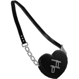 Cute Goth Leather Heart Bag - Black