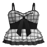 ୨୧ Cute Gothic Plaid Big Bow Ruffle Dollette 3.0