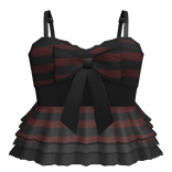 ୨୧ Cute Gothic Striped Big Bow Ruffle Dollette 3.0