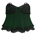 Cute Green Baby Doll Black Lace Bow Short Dress