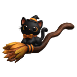 Cute Halloween Cat Witch Broom