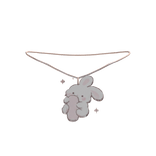 cute i pink bunny initial necklace 3.0