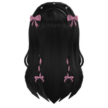Cute Kawaii Black Hair With Ribbons
