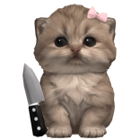 Cute Kitten Cat w/ a Knife