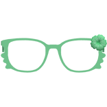 Cute Kitty Hibiscus Summer Glasses Emerald Green