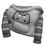 Cute Kitty Y2K Kawaii Gray Off Shoulder Hoodie 
