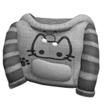 Cute Kitty Y2K Kawaii Gray Off Shoulder Hoodie 