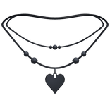 cute layered heart necklace black