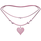 cute layered heart necklace pink