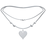 cute layered heart necklace silver