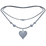 cute layered heart necklace silver