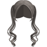 cute long curly back pigtails in ash