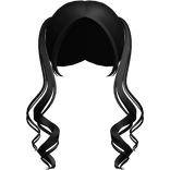 cute long curly front pigtails in black