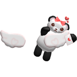 Cute Panda Bear Valentines Angel Wings in Red