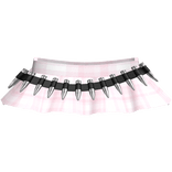 ♡ : cute pink plaid bullet belt skirt