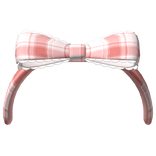 cute plaid headband - light red & white