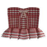 ꒰・ cute plaid ruffled dress with bow ♡