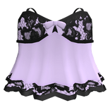 Cute Purple Baby Doll Black Lace Bow Short Dress