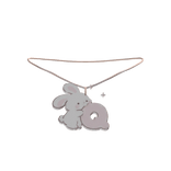 cute q pink bunny initial necklace 3.0