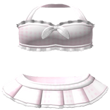 ┊♰ ꒱ cute ruffle pleated mini set  3.0 ꒰w & pink꒱ 