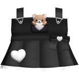 Cute Ruffled Brown Bear Heart Overalls in Black