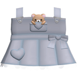 Cute Ruffled Brown Bear Heart Overalls in Denim