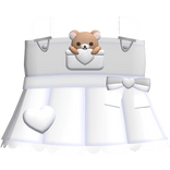 Cute Ruffled Brown Bear Heart Overalls in White