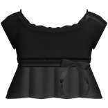 ♡ cute ruffled dolly shirt w ribbon in black