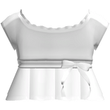 ♡ cute ruffled dolly shirt w ribbon in white