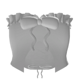 Cute ruffled dress with lace and bow in white