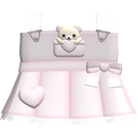 Cute Ruffled Tan Bear Heart Overalls in Pink