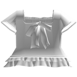 cute ruffled uniform bow dress in white