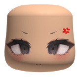 cute soft handdrawn angry face with fluffy lashes