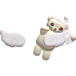 Cute Tan Bear Valentines Angel Wings in Pink