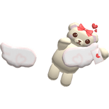 Cute Tan Bear Valentines Angel Wings in Red