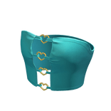 Cute Turquoise Blue Y2K Heart Korean Top • DD30