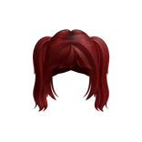 Cute Wavy Anime Crimson Red Pigtails w/ Bangs