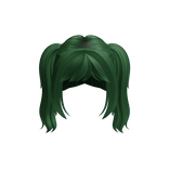 Cute Wavy Anime Forest Green Pigtails w/ Bangs