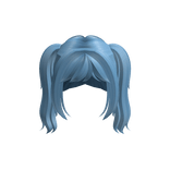 Cute Wavy Anime Light Blue Pigtails w/ Bangs