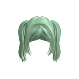 Cute Wavy Anime Mint Pigtails w/ Bangs
