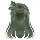 cute wavy hair with bunny clips in green